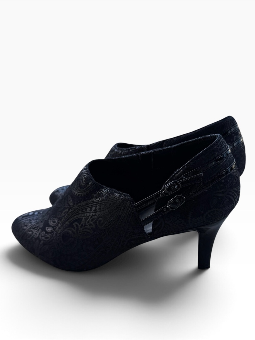 IMPO Black Paisley Platform Heels Double Buckle Whimsigoth Goth Size 8